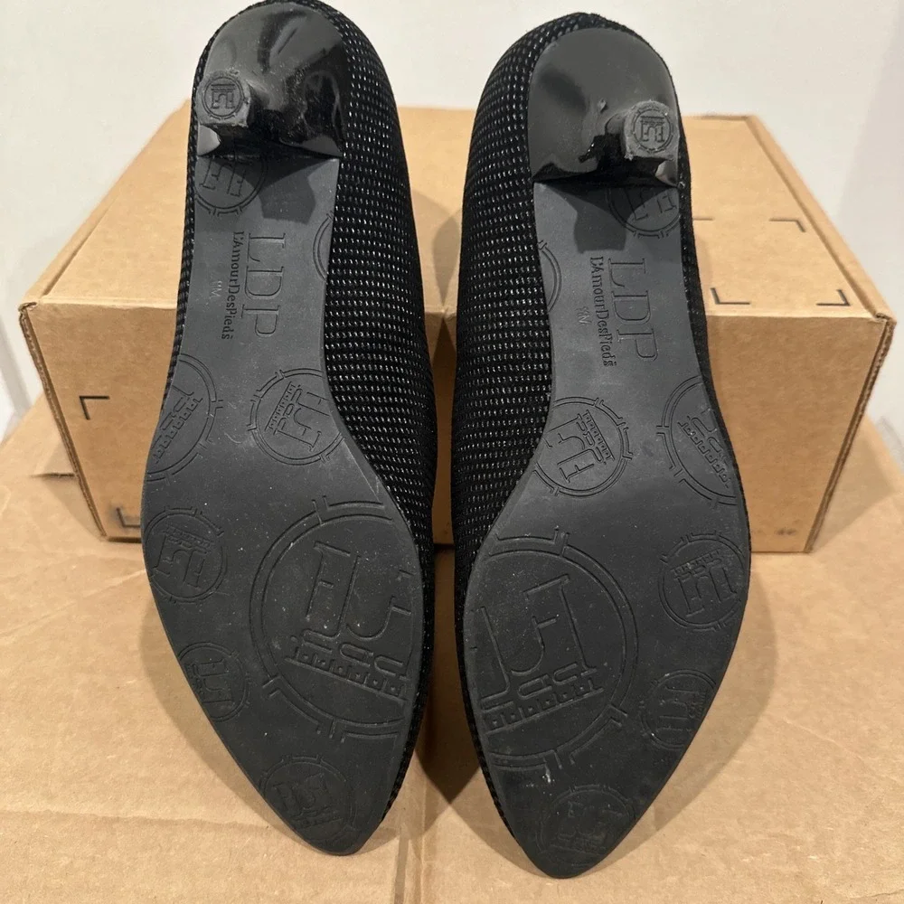L'Amour Des Pieds Women Size 11M Kavan Pump Kitten Heel Textured Rain Drop Black